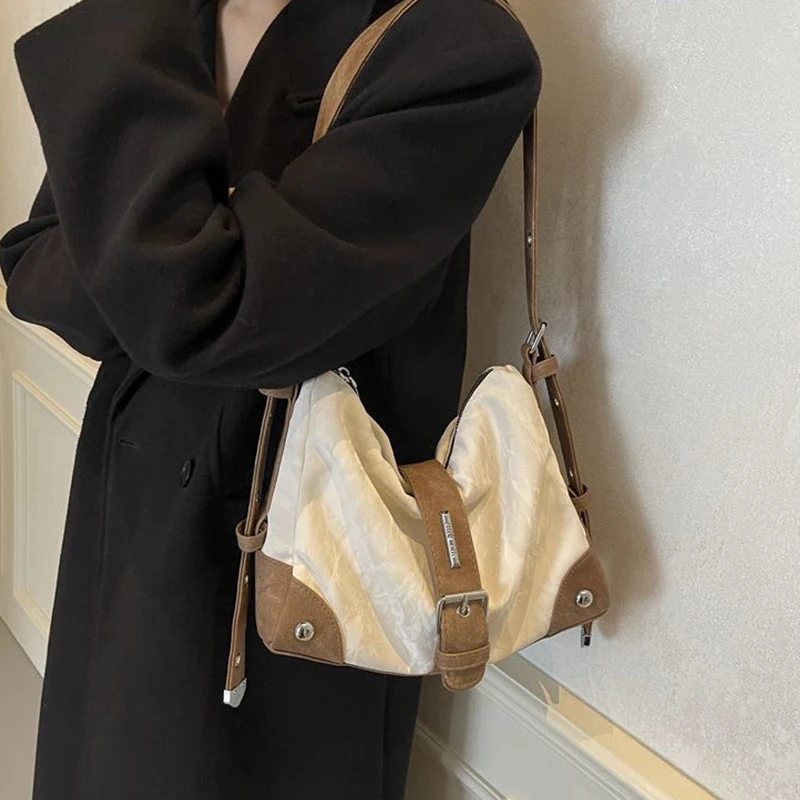 Vintage Luxury Design Fashion Handbags Aesthetic Patchwork All Match Shoulder Bag Casual Streetwear Trendy Crossbody Bags