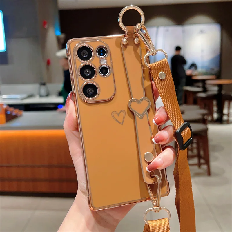 Heart Design Wristband Lanyard Phone Case Cover