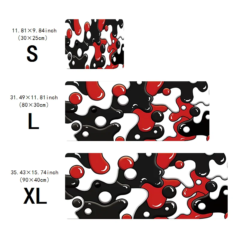 Red Bubble Sports mousepad, 31.49 x 11.81 inch, extended gaming mousepad with 2 mm non-slip rubber base stitched edges, suitable 6
