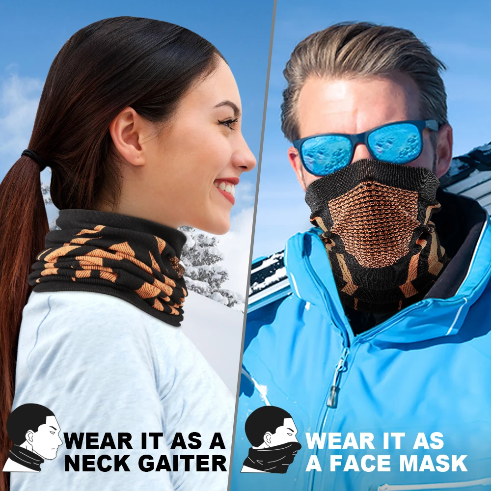 Thermal Face Bandana Mask Cover Neck Warmer Gaiter Bicycle Cycling Ski Tube Scarf Hiking Breathable Masks Print Women Men Winter 3