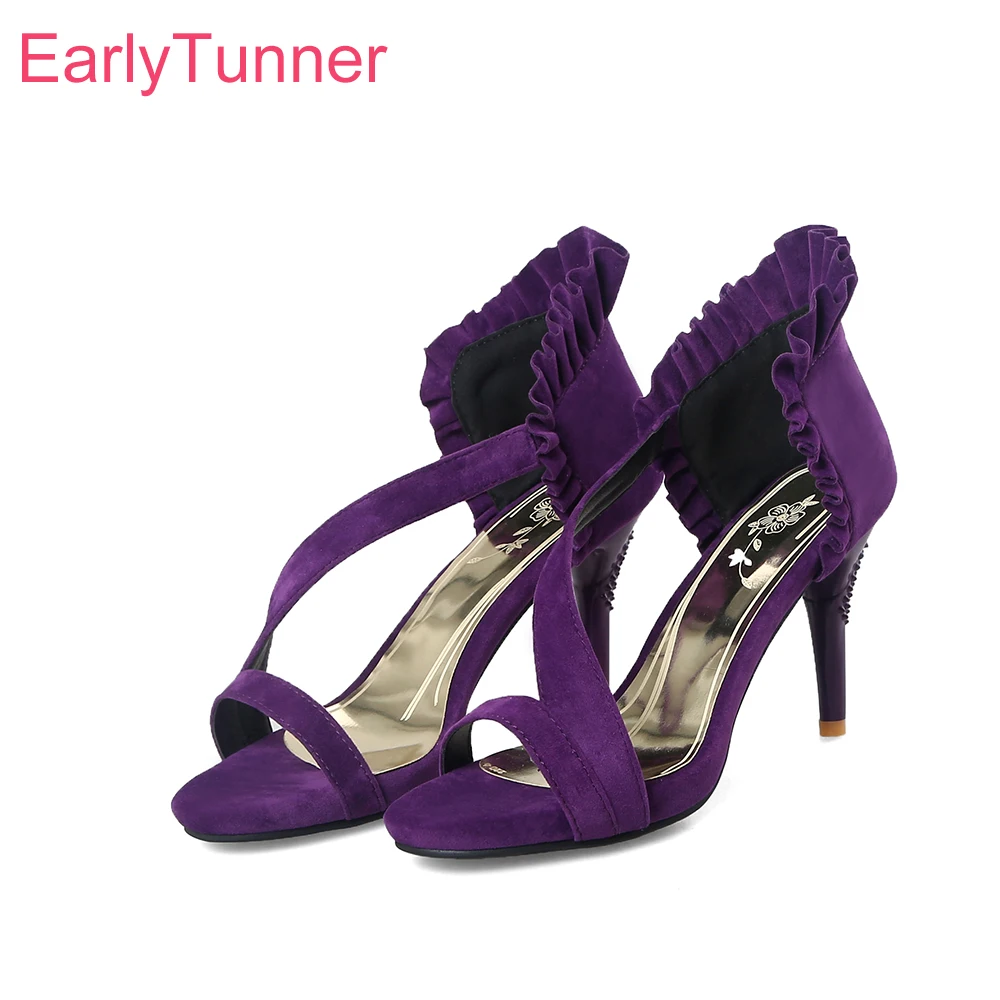 HIGH SANDAL 10 CM IN INDIGO PURPLE CALFSKIN