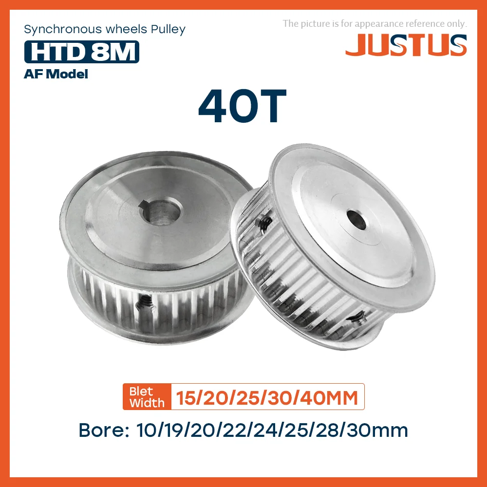 

HTD 8M Synchronous Pulley 40Teeth Bore 10-30mm Teeth Pitch 8 mm Slot Width 16/21/27/32/42 mm For 15/20/25/30/40mm 8M Timing Belt