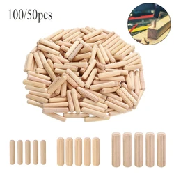 Wooden Fluted Dowel Pins Set - 100/50pcs for Cabinet, Drawer, and Furniture Crafting