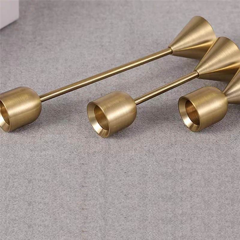 Table Centerpiece Candle Stand Set of 3 Brass Gold Metal gold candle stand centerpiece decor