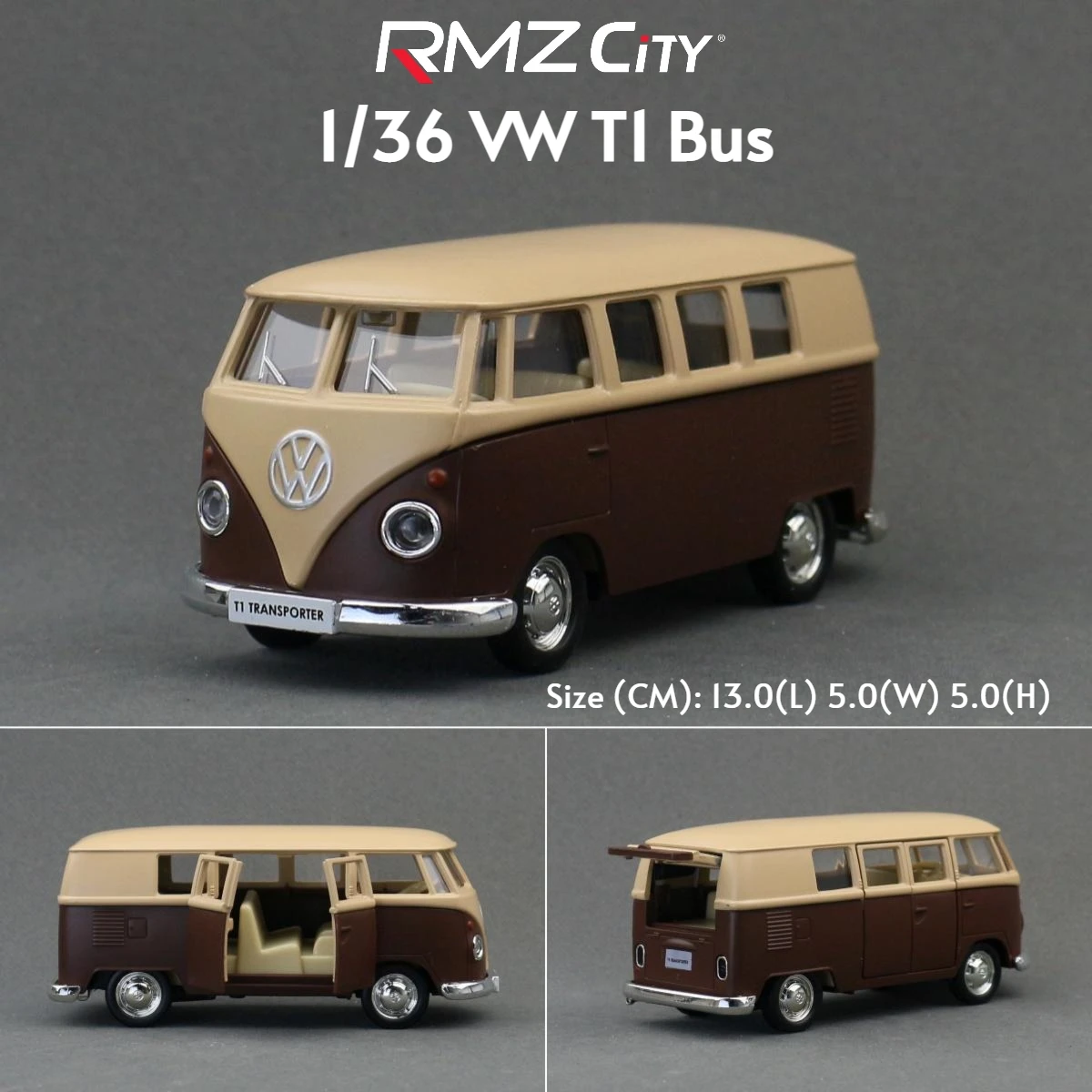 Volkswagen T1 Samba ミニカー 1/36 Volkswagen T1 Transporter Samba Bus RMZ CiTY 5'' Toy Car