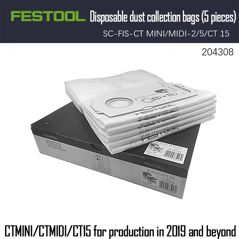 POWERTEC Shop Sacchetti per aspirapolvere per Festool CT MINI, CT MIDI