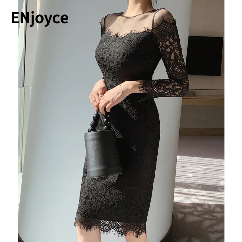 

2023 Spring Women Sexy Mesh Patchwork Slim Lace Dresses Female Sexy Elastic High Waist Skirts Mini Dress Prom Party