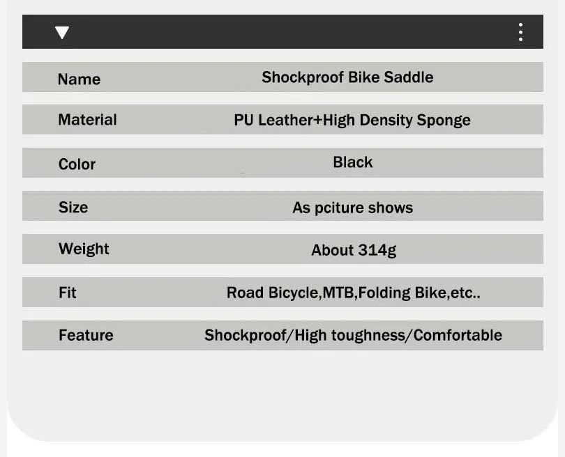 Description Picture 4 of itemComfortable Bike Saddle Shockproof HIgh Density Sponge Filled MTB Seat Aerodynamic Breathable Road Bicycle Saddle Bike Parts