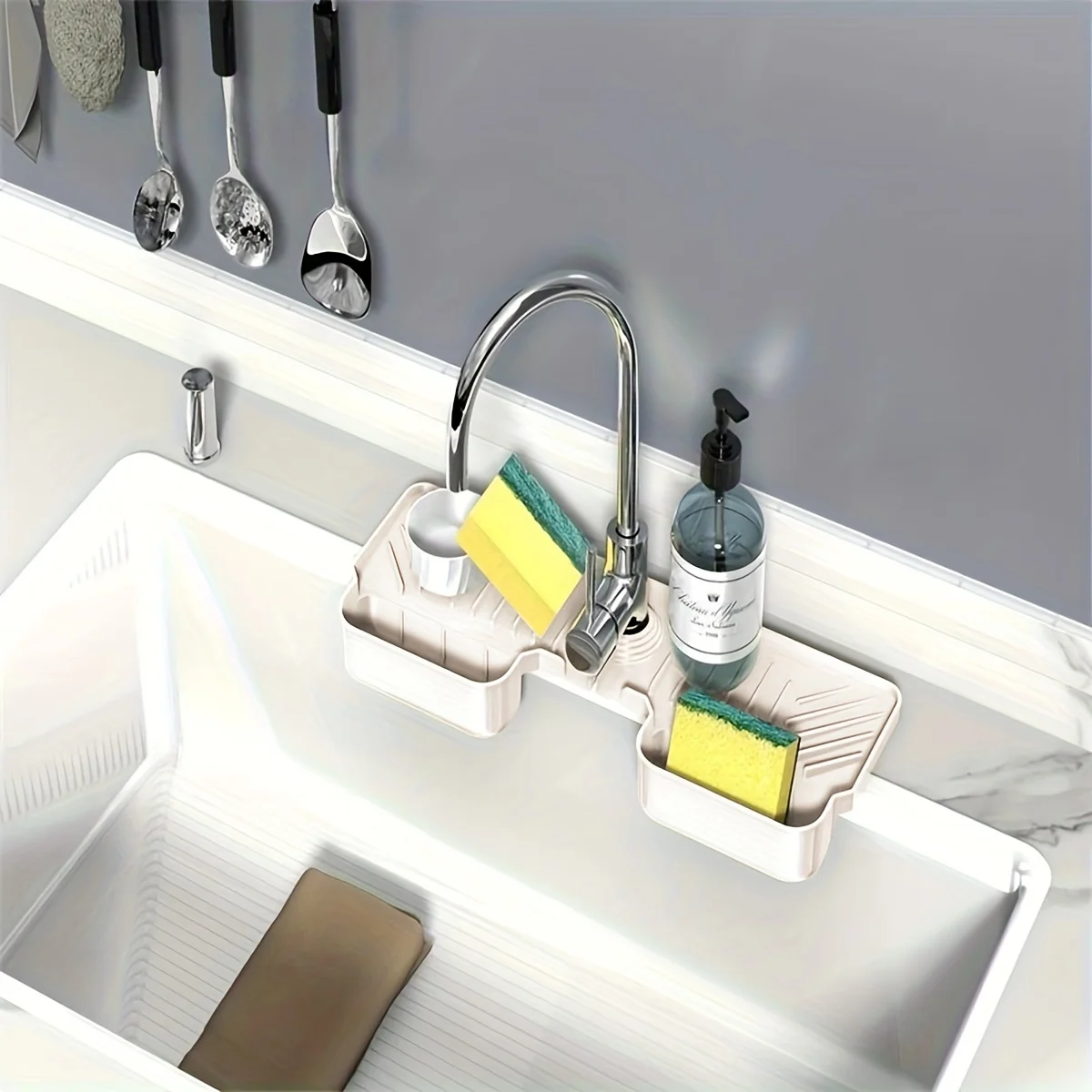 1pc-Sink faucet pad splash guard silicone drainage pad suitable for kitchen and bathroom countertops