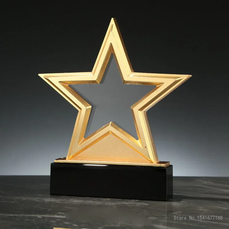 Customized Personalized Five-Pointed Star Crystal Trophy, Electroplating Gold silver copper Creative Trophy, Event Souvenir, 1Pc