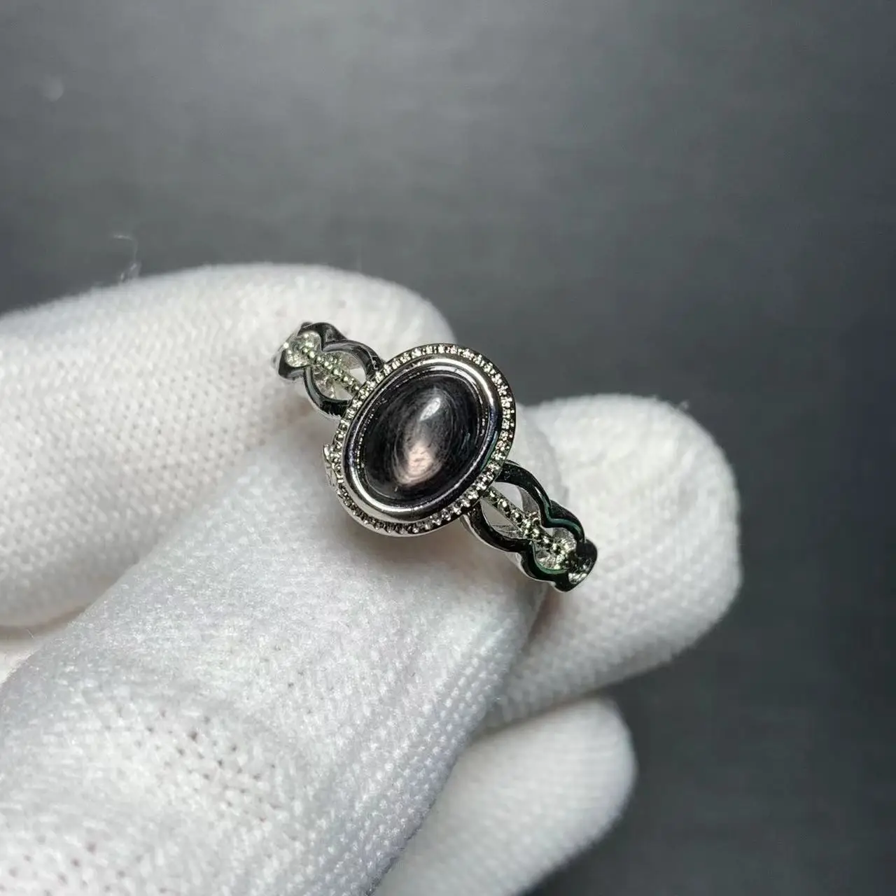 MM Natural Hypersthene Golden luck stone Ring Adjustable Female Ring Jewelry for Women Gift Wholesale High Quality Vintage Fine