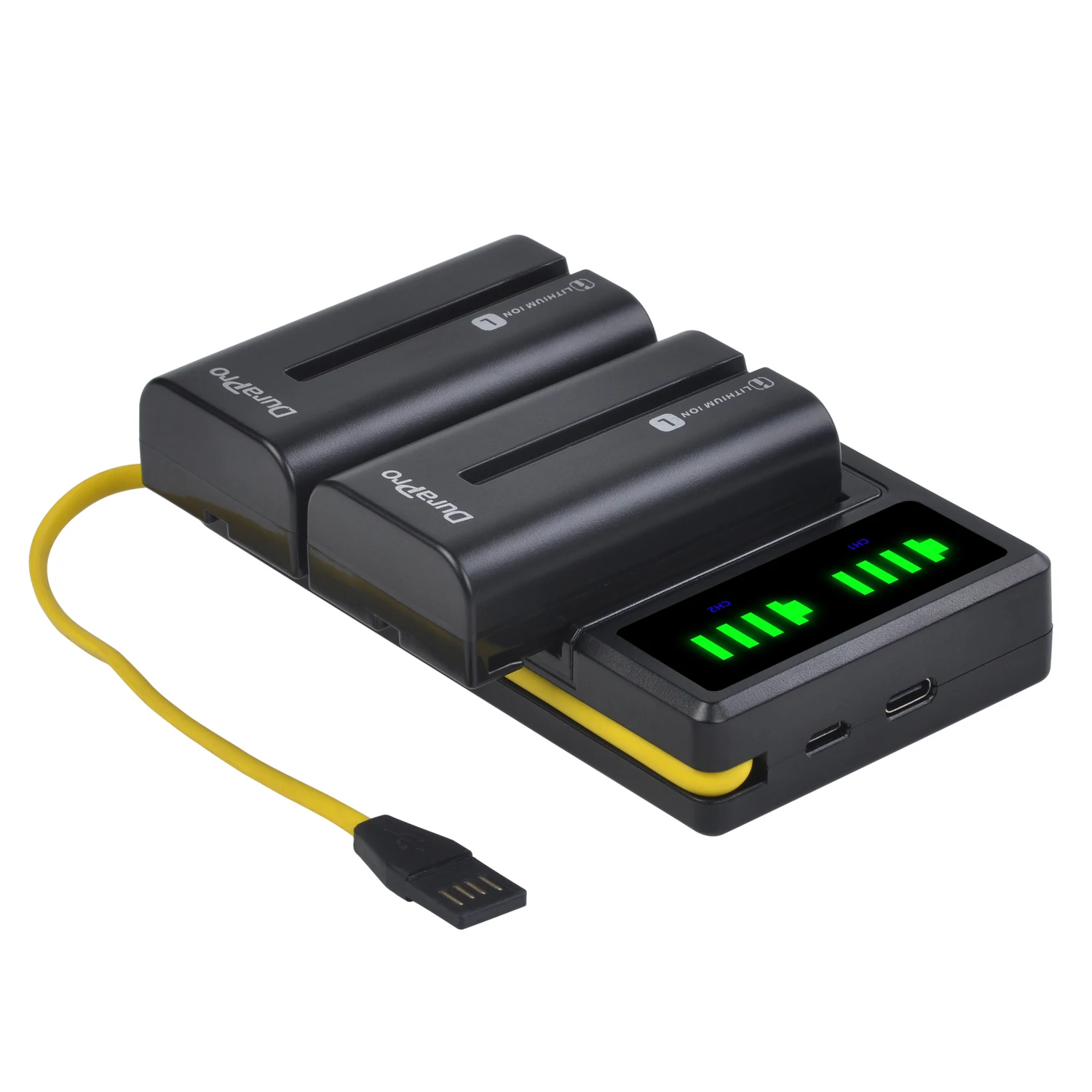 Kit K&F Concept 2 Batterie NP-F550 2600mAh + Caricatore Doppio – Per Luci LED, Monitor E Videocamere Sony