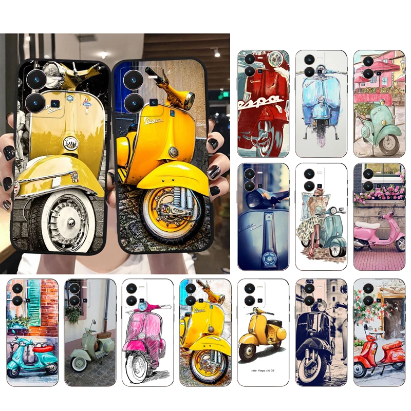 

Vespa Motorcycle Phone Case For VIVO Y31 Y21 Y77 Y76 Y35 Y55 Y53S Y15S V21 V21E V20SE X50 X60 X70 Pro Plus Shell