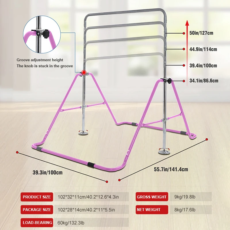 children's fitness gymnastics bar safety uneven bars Height Adjustable Horizontal gym bench parallel bars
