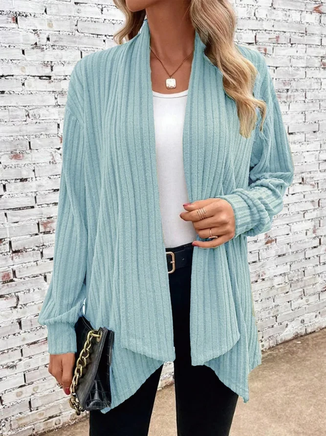 Autumn and Winter New Women's Long Sleeve Solid Loose Cardigan Coat Women 4