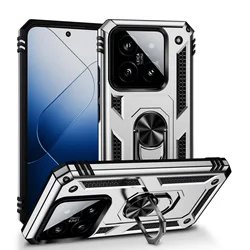 Enhanced Military-Grade Anti-Shock Phone Case with Ring Kickstand and Bumper Protection for Xiaomi Mi 13 Pro (Silver)