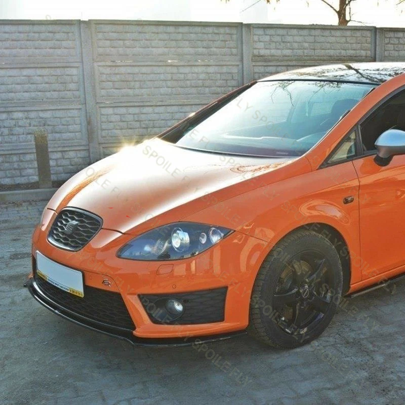 시트 레온 MK2 쿠프라/FR 2009 2010 2011 2012 고품질 ABS 3피스 자동차 프론트 립 범퍼 스포일러 유광 블랙 바디 키트