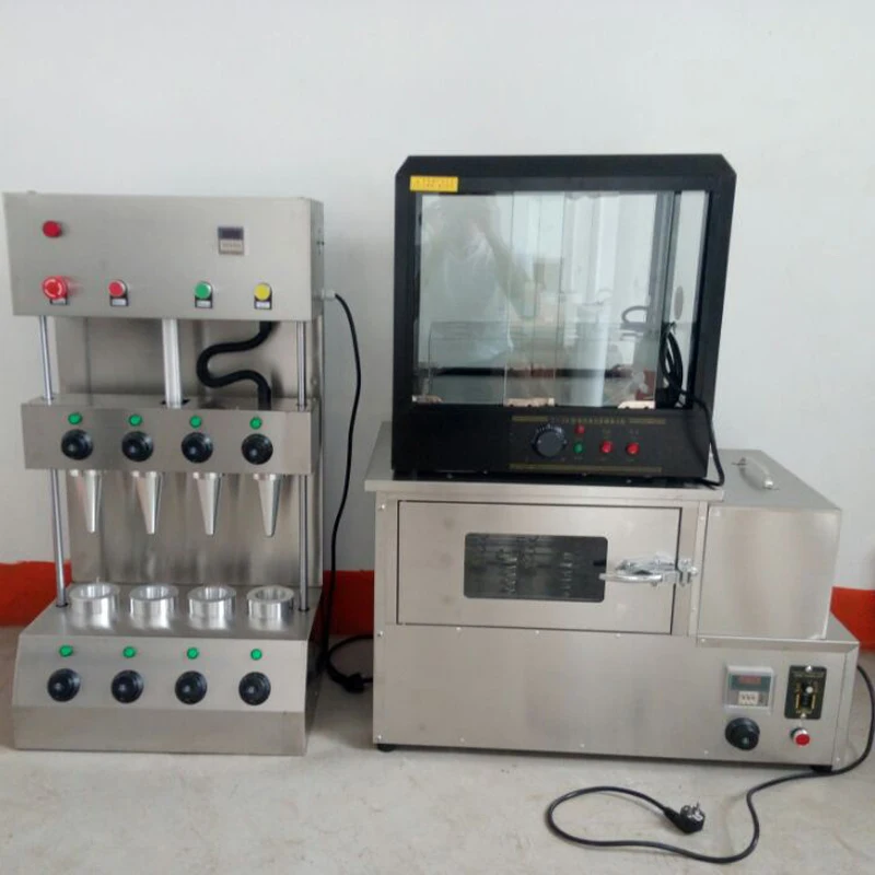 

PBOBP Professional Pizza Cone Maker / 4 moulds snack shop cone pizza forming machine/CE pizza cone machine with rotary oven