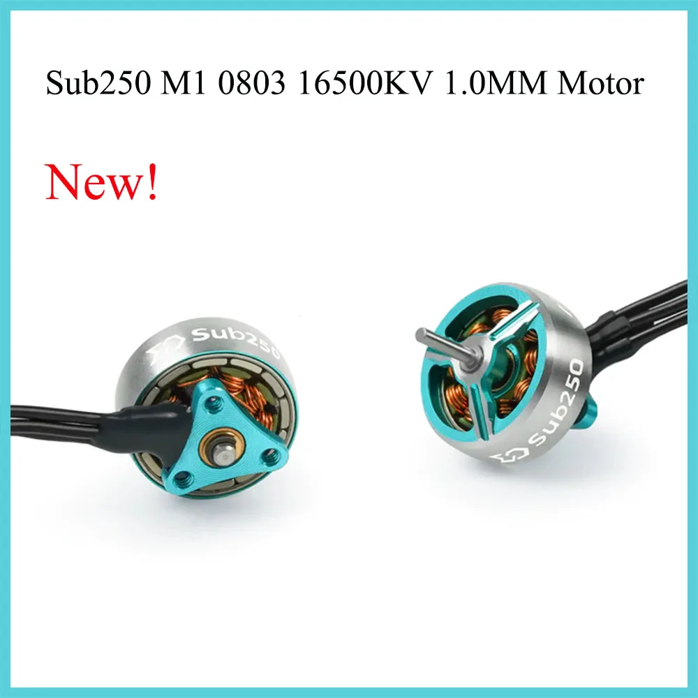 

Бесщеточный двигатель Sub250 M1 0803 16500KV 1,0 мм для 1S 2S 1,2-1,6 дюймового микро FPV дрона небольшого размера и легкого веса