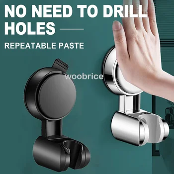 Supporto per soffione doccia Supporto a ventosa per doccia murale 360 °   Staffa per montaggio a parete per bagno con supporto per asta doccia con placcatura regolabile 1