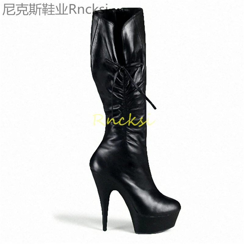 

Модные Универсальные сапоги на высоком каблуке 15 см, европейские и американские модели подиума, сапоги на высоком каблуке