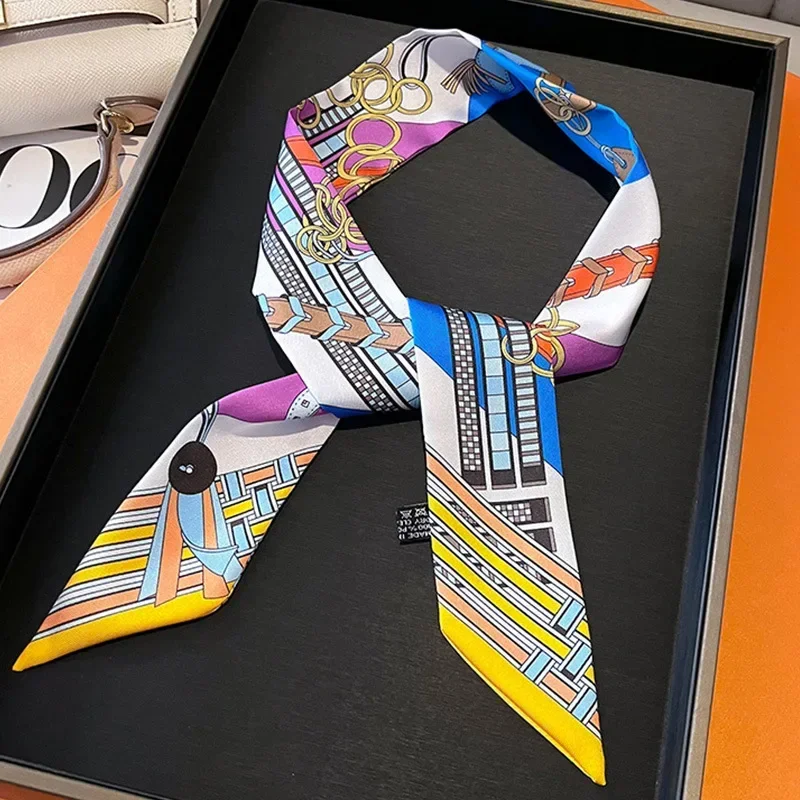 Fashion Skinny Scarf Women Luxury Brand Twill Printing Tie Bag Handle Ribbon Hair Band Women's Headscarf New Design Silk Scarves 4