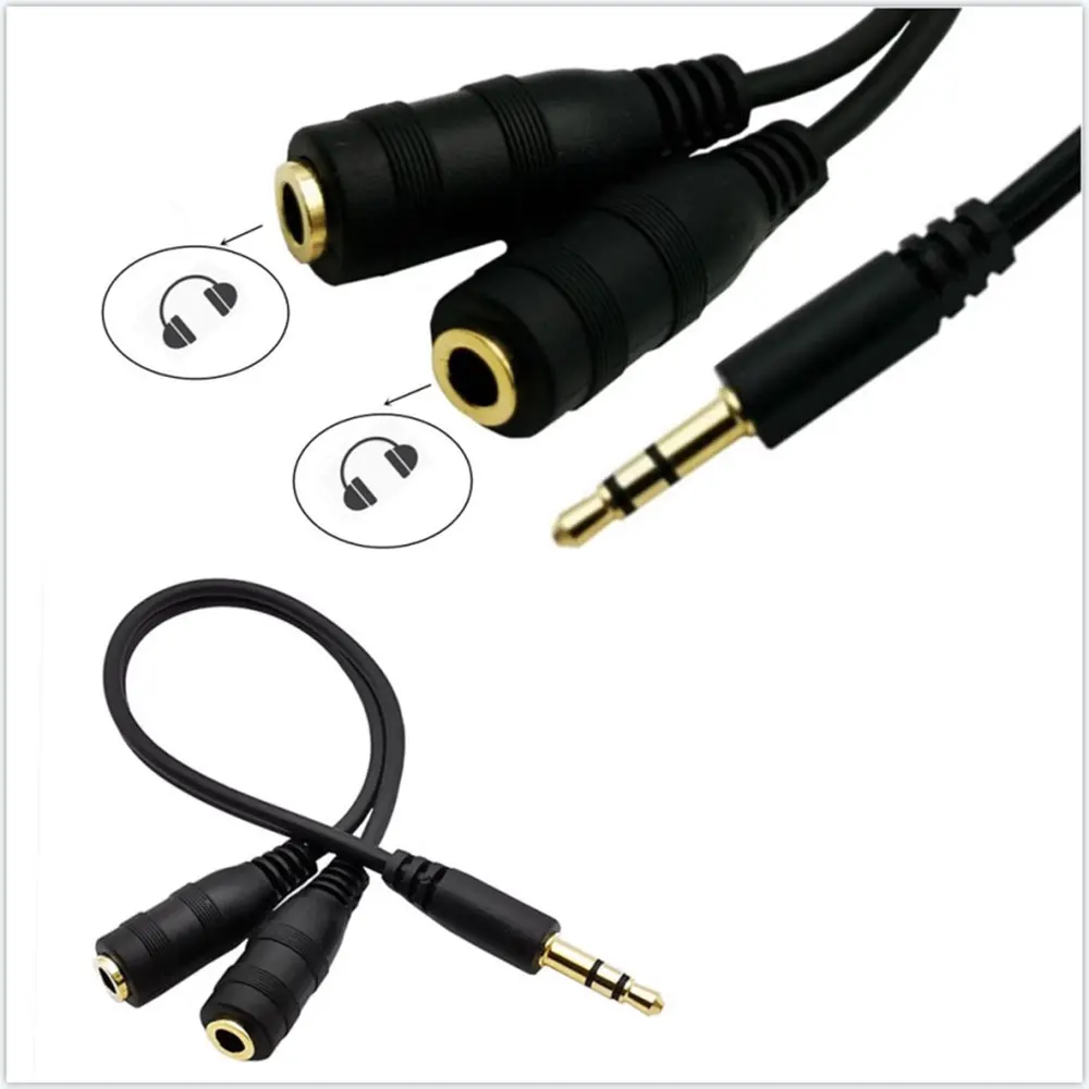 High-Fidelity Audio Headphone Splitter - Dual Female Ports with 3.5mm Extension Cable