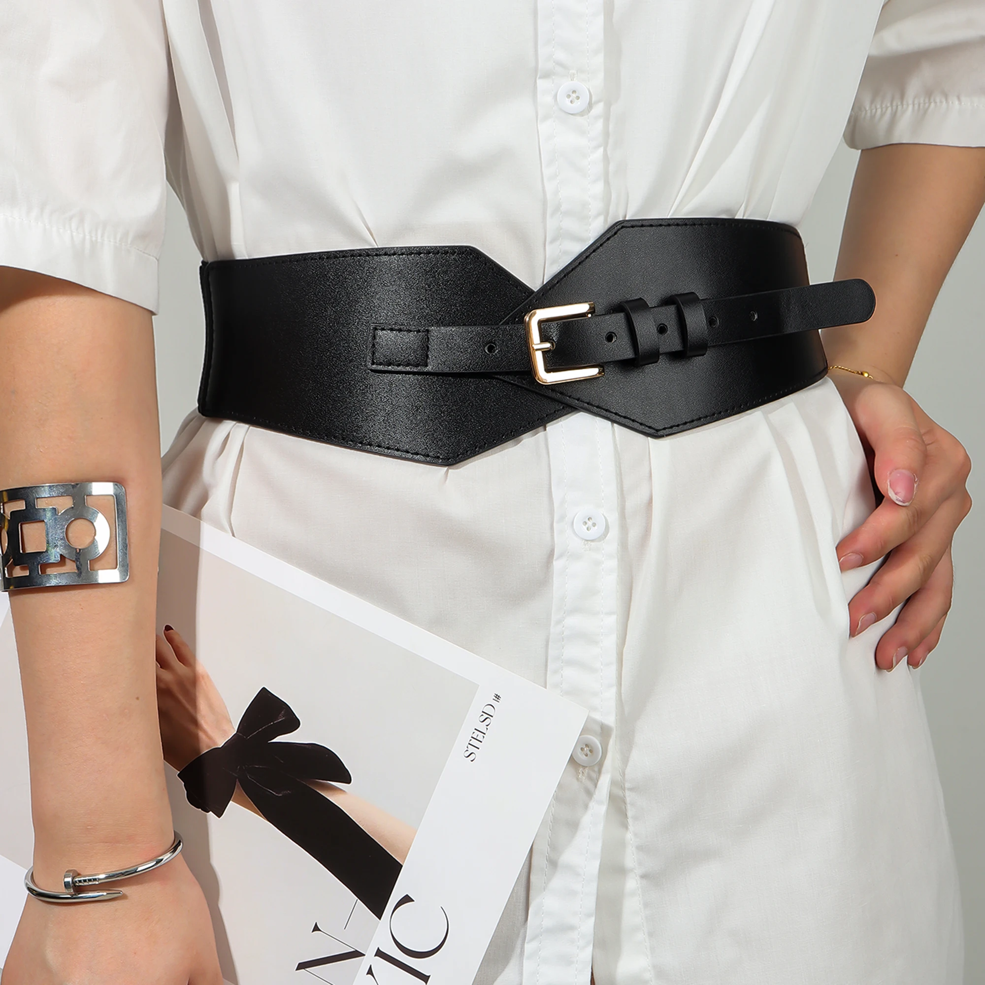 Der neue Stil der unregelmäßigen Taille Wrap Frauen Mode alle dekorativen Kleid Taille mit Anzug Mantel engen breiten Gürtel