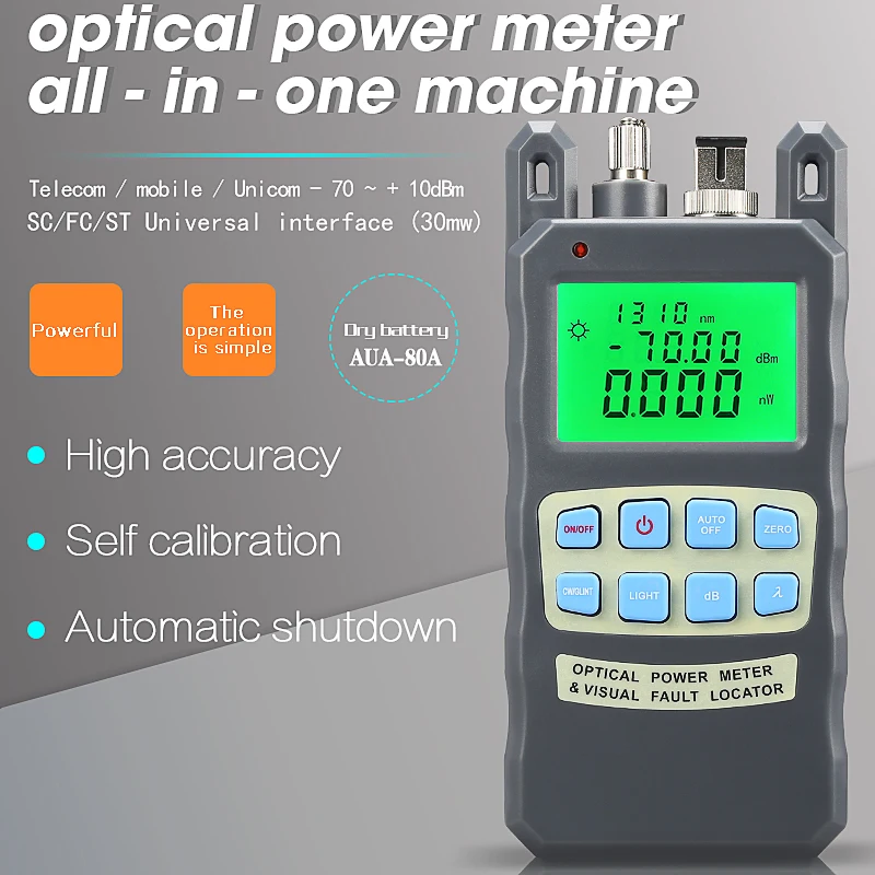 

All-IN-ONE Optical Power Meter with 50Mw Visual Fault Locator Optical Fiber Tester 50km VFL