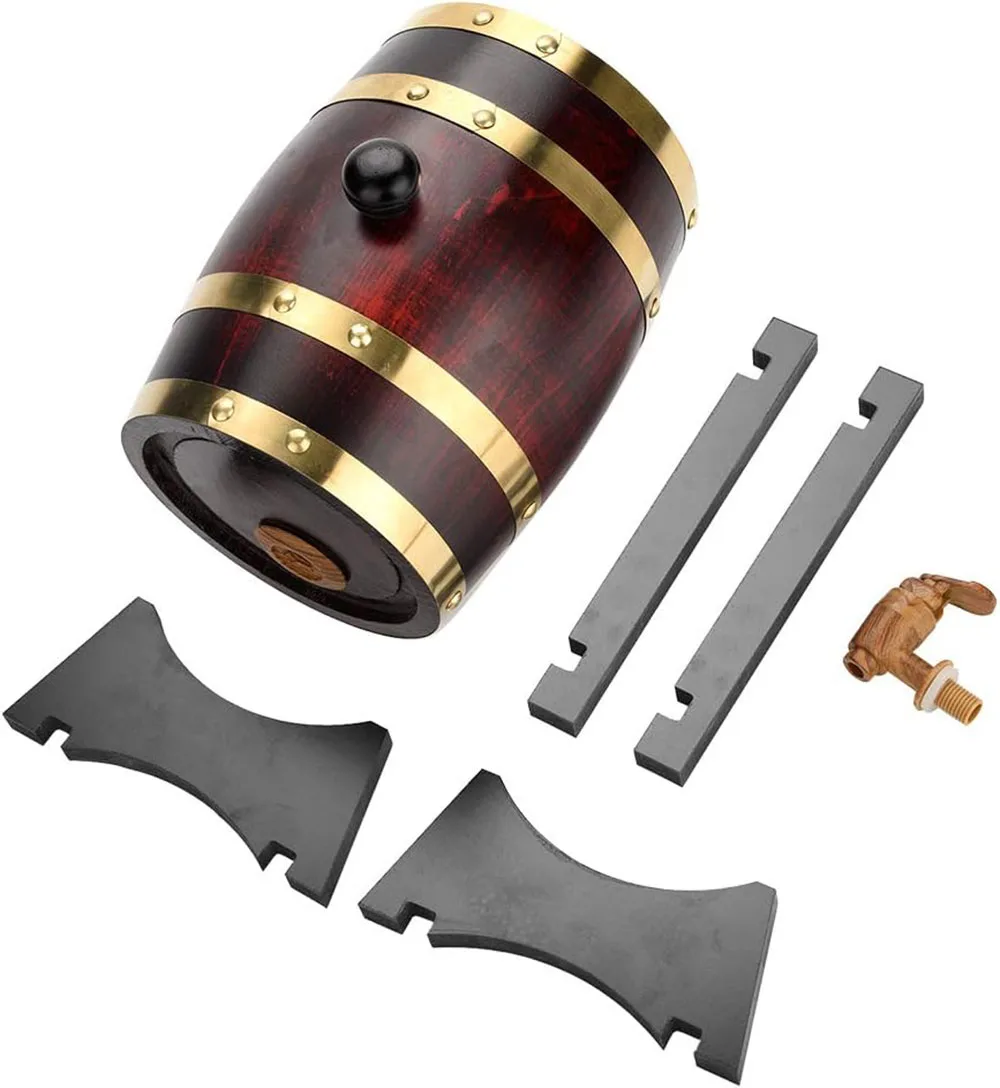 3L Wood Barrel Vintage Oak Beer Brewing Tools Tap Dispenser for Rum Pot Whisky Wine Bar Tools Home Whiskey Barrel Decanter whiskey decanter set
