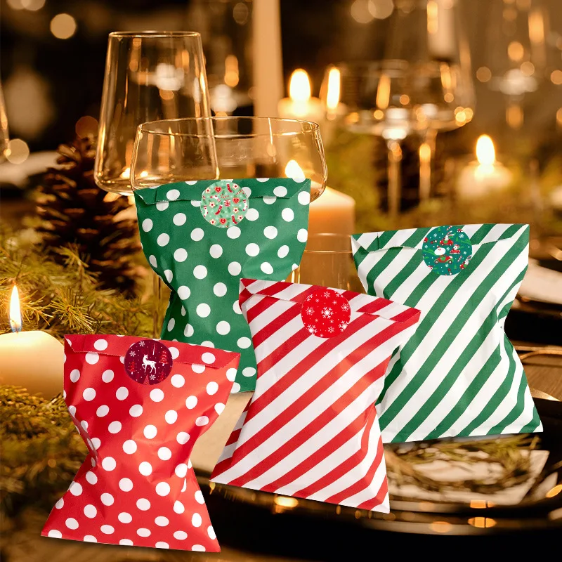 24pcs Kraft Paper Bags With Stickers Merry Christmas Cookie Gift Packaging Bags Wedding... - SKU KPB01926 - UGI Packaging