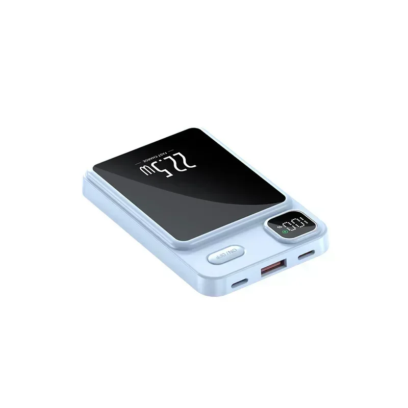 Portable Wireless Power Bank, Magnetic Qi Powerbank, Type C Fast Charger for iPhone 8-15, Mini, MaCsafe, 30000mAh, 22.5W
