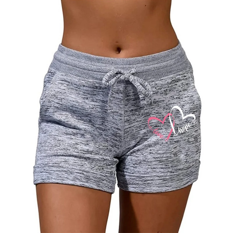 Cordão elástico feminino sólido shorts esportivos, calças retas, roupas leves, streetwear feminino, moda verão