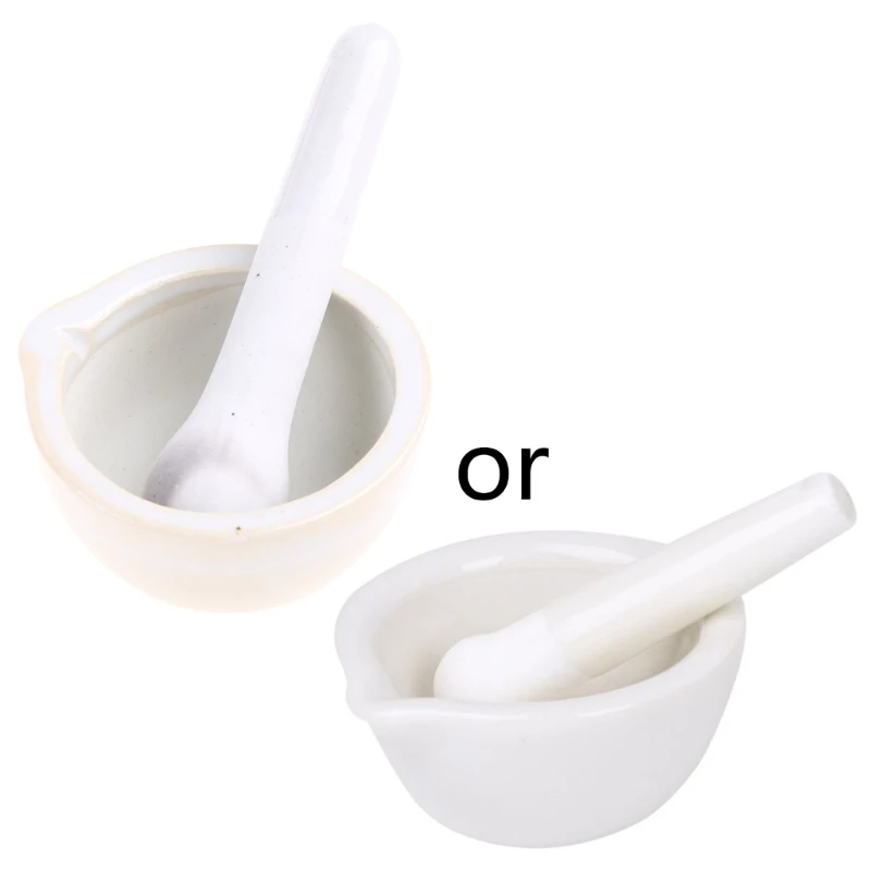 Porcelain Mortar and Pestle Set Spice Herb Grinder Bowl and Stick for Mixing Grinding with Pour Spout, Small Size 6cm Diameter