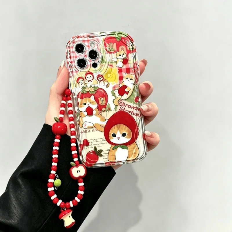 Cartoon Cat Red Apple Soft Chain Case Cover