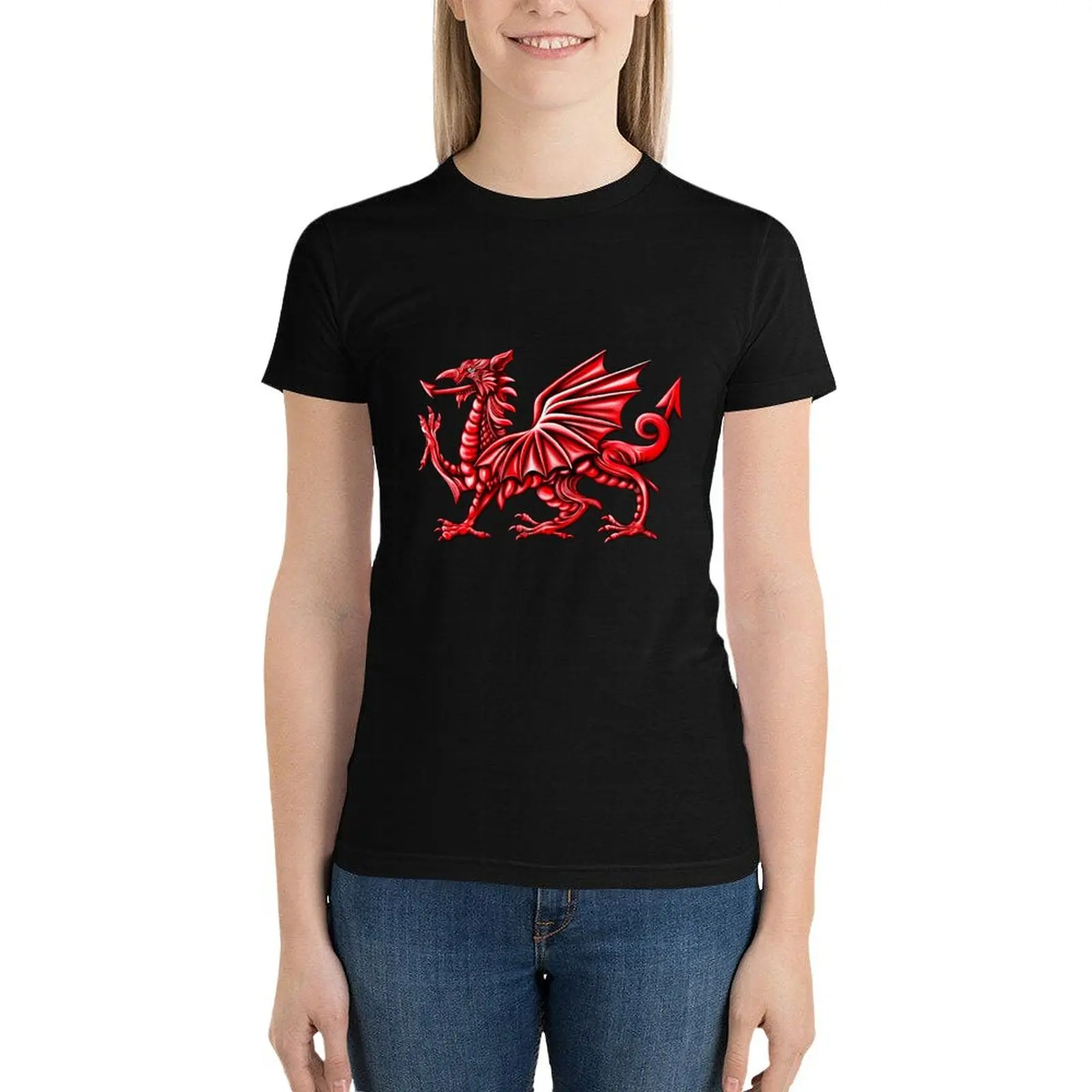 The Welsh Dragon T-Shirt summer top female cropped t shirts for Women
