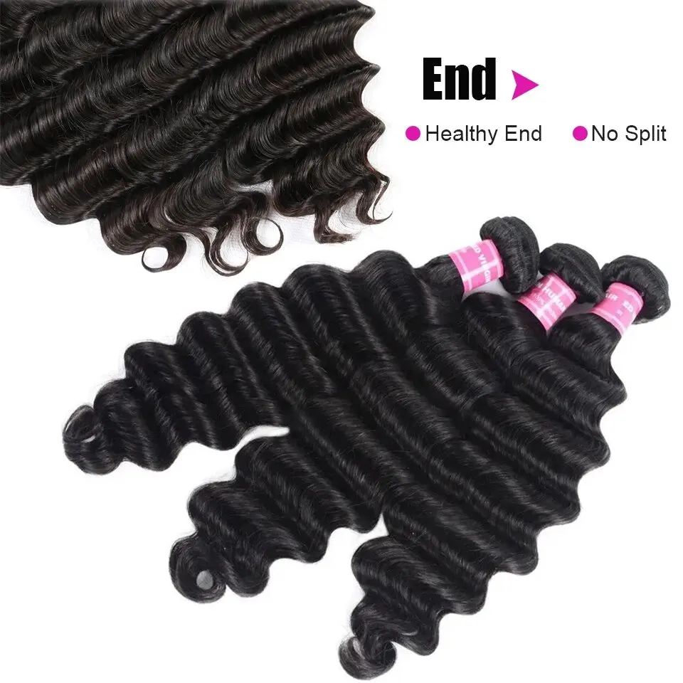 Beaufox Loose Deep Wave Bundles Human Hair Double Weft Wavy Human Hair Bundles Brazilian Remy Weave 1/3/4 PCS human hair extensions