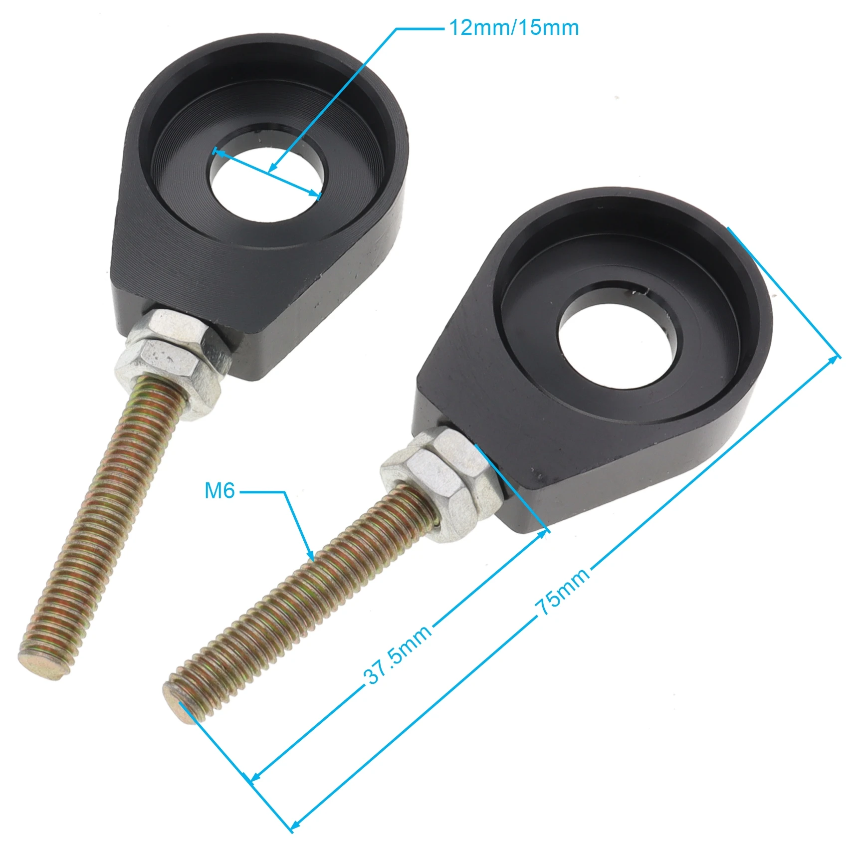 12mm/15mm M6 Colorful Rear Wheel Axle Hole Chain Tensioner Adjuster for Pit Pro Trail Quad Dirt Bike ATV