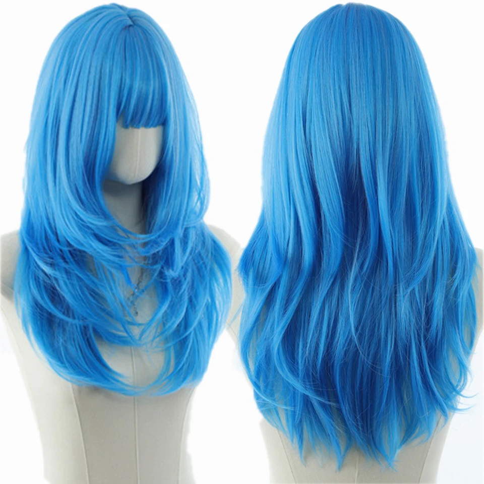 Synthetic Straight wigs 24 Inch Long Heat-Resistant Blue Wig For Women Halloween And Christmas New Year Carnival Music Festival
