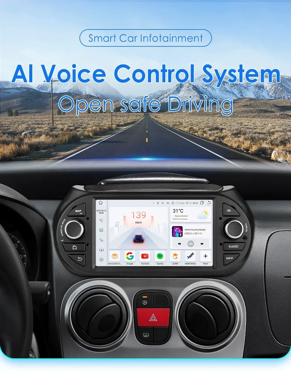 Hikity Autoradio Android 15 Per Fiat Fiorino/Qubo/Peugeot Bipper/Citroen Nemo – 4+128G, 7'' Incell, Wireless Carplay, GPS, WiFi, FM, Retrovisore E MIC