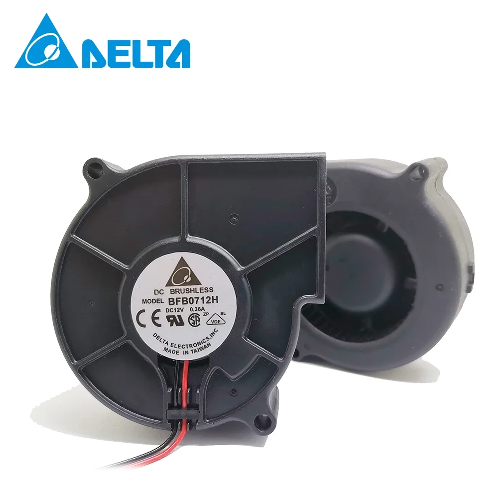 기존 델타 BFB0712H 7530 75mm DC 12V 0.36A 고속 CFM 공기 압력 프로젝터 송풍기 원심 냉각 팬