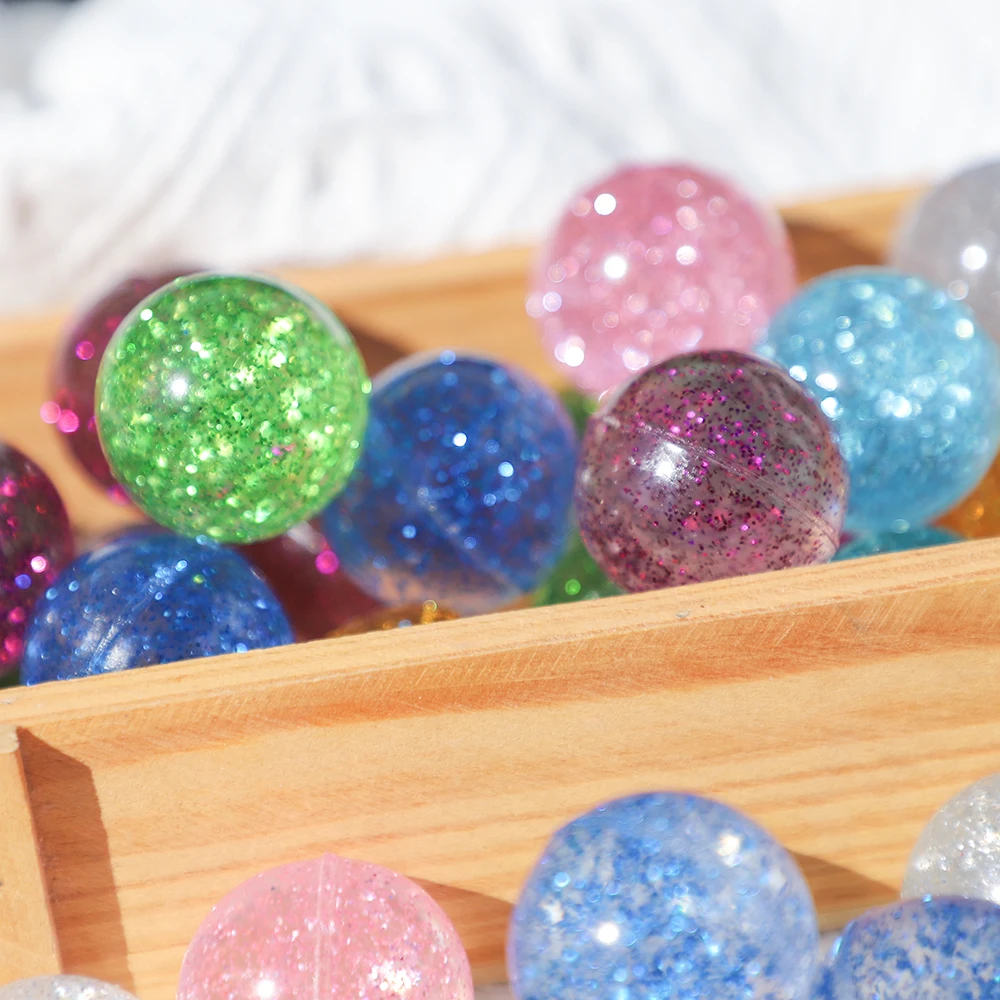 10Pcs 32mm Glitter Jumping Bounce Balls Outdoor Sport Toys for