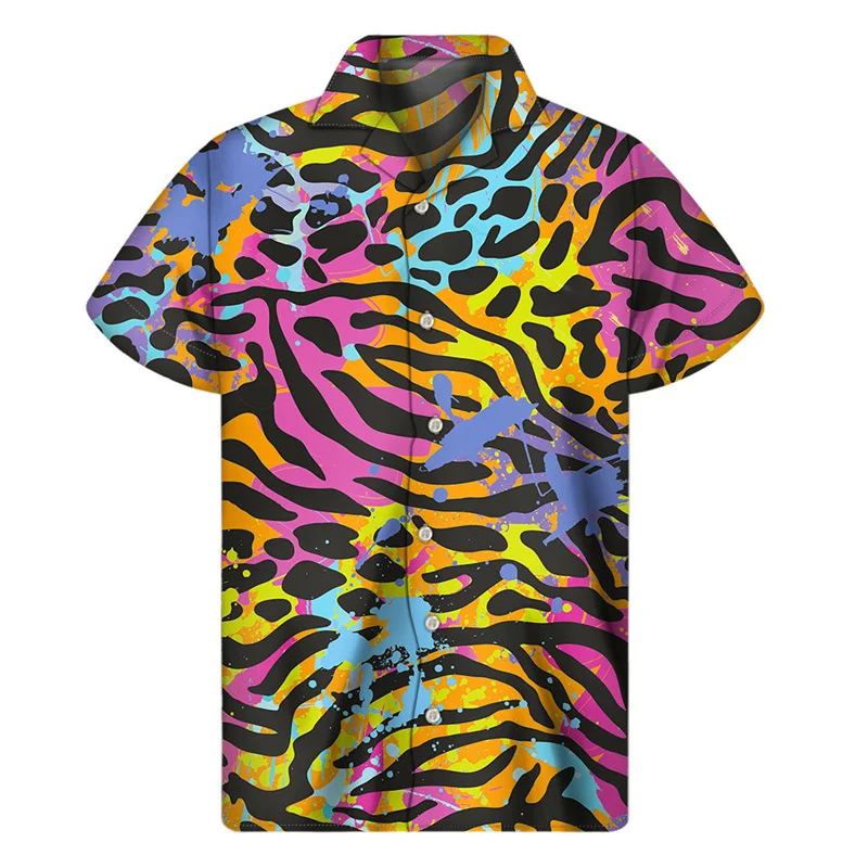 thumbnail image 1 of Camisa hawaiana con gráfico de cebra abstracta, camisetas de verano de calle de manga corta con estampado 3D, camisetas con botones, ropa para hombre, blusa con solapa, 1 of 4