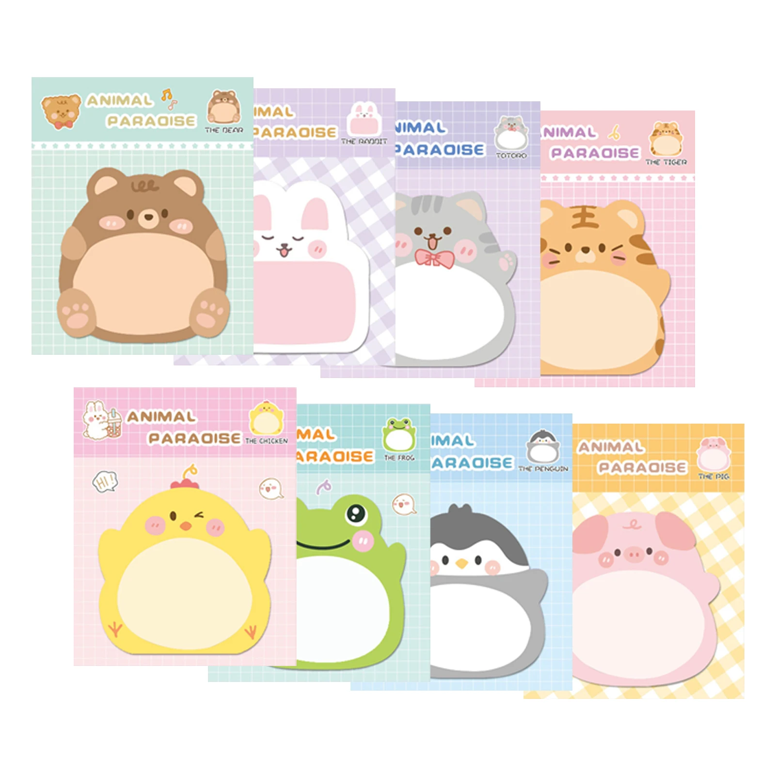 

8 Packs Self Adhesive Cute Animal Office School Stationary Sticky Notes Cartoon Pads Roommates Gifts Kid Student Home 160 Sheets