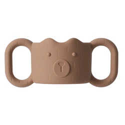 Silicone Baby Bottle Handle - Easy Grip, Universal Fit, Removable Holder (Brown)