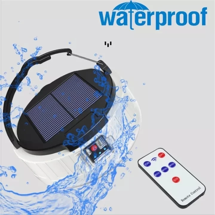 Solar Camping Light USB Rechargeable LED Light Bulb Waterproof Emergency Lights Tent Lamp with Reomte Lanterns For Camping