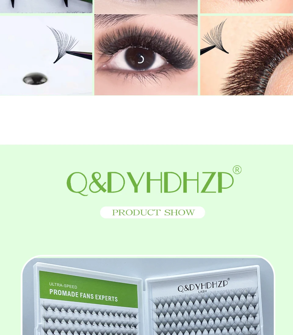 Q&DYHDHZP 500/1000 Stück vorgefertigte fächerförmige falsche Wimpern 3D 6D 10D 20D 30D falsche Wimpernverlängerung Bouquet-Wimpern – Detail 8