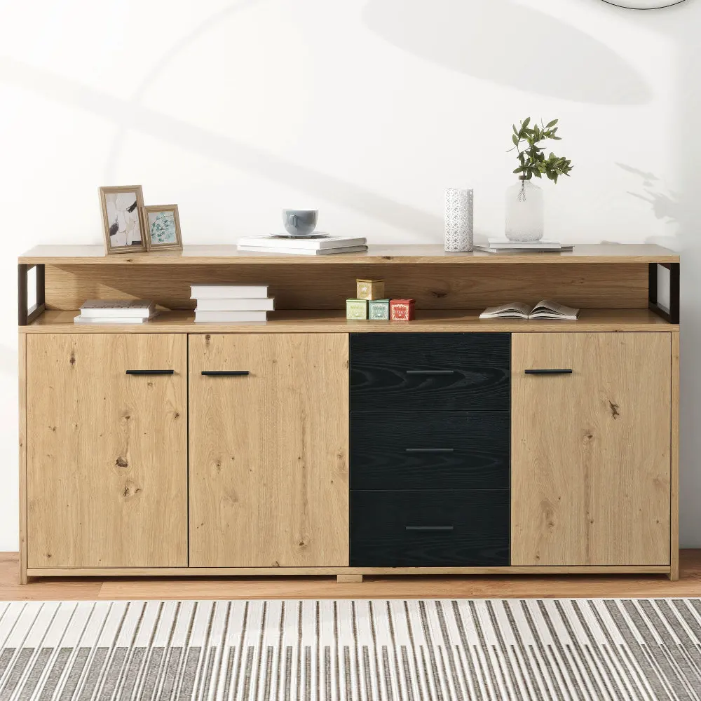 Sideboard im Industriestil 1503575,9 cm – Kommode mit 3 Schubladen, Metallgriffen, Highboard, Mehrzweck-Aufbewahrungsschrank – Detail 8