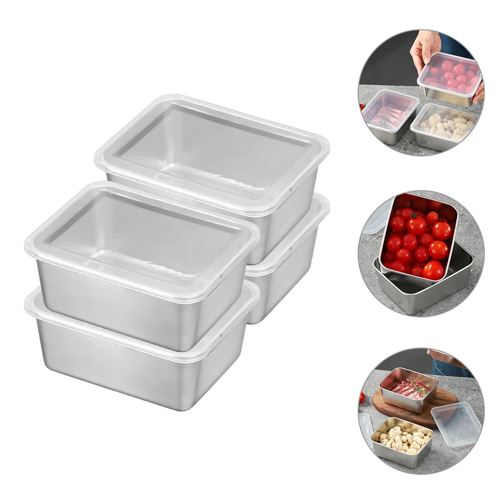 

4 Pcs Crisper Refrigerator Portable Refrigerator Food Storage Container Containers Bins Plastic Freezer Boxes Kitchen