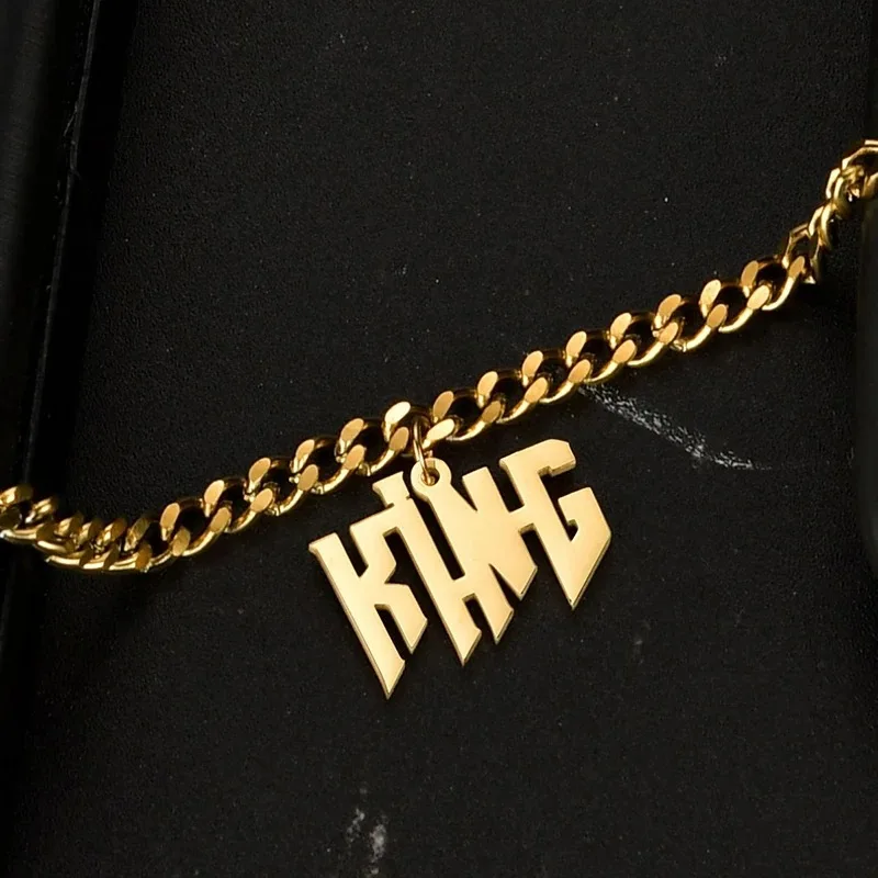 HIYONG Name Custom Single Circle Thick Line Necklace Letter Stainless Steel Personality Pendant DIY Men and Women Custom Jewelry
